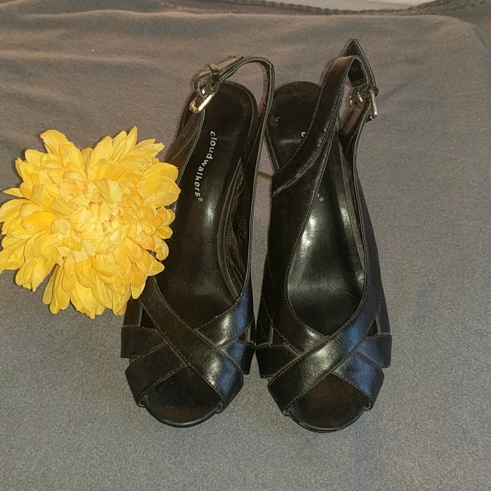 Black peep toe heels